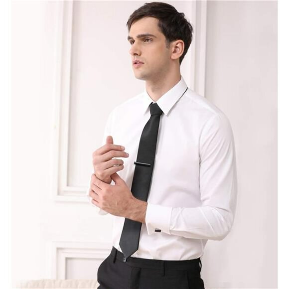 Mens Steel Tie Clip Bar Classic Metal Tie Pin for Business Suit Wedding Gift - Picture 5 of 8